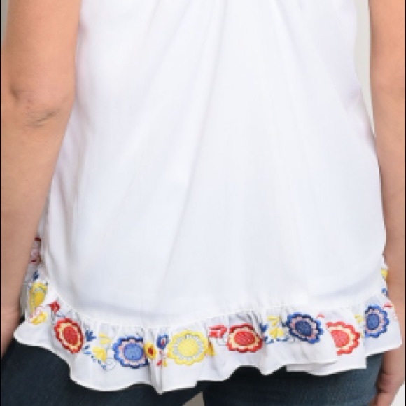 White tank top chiffon blouse w/ruffle detail - Picture 6 of 6